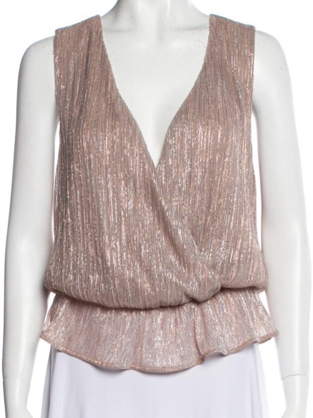 Anine Bing Shimmering Blush Wrap-Front Blouse – Size S – Minimalist Luxury